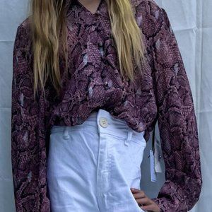 1STATE/Purple Snake Print Blouse/ Size M